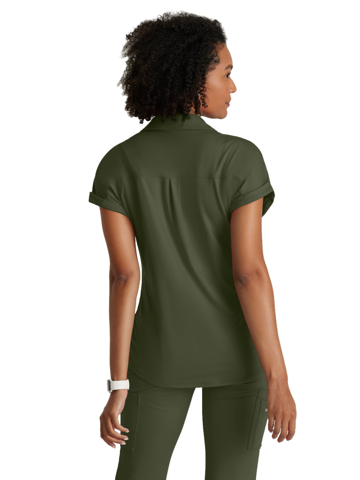 Women's 2 Pocket Zip Neck Dolman Scrub Top - BOT210 - Olive