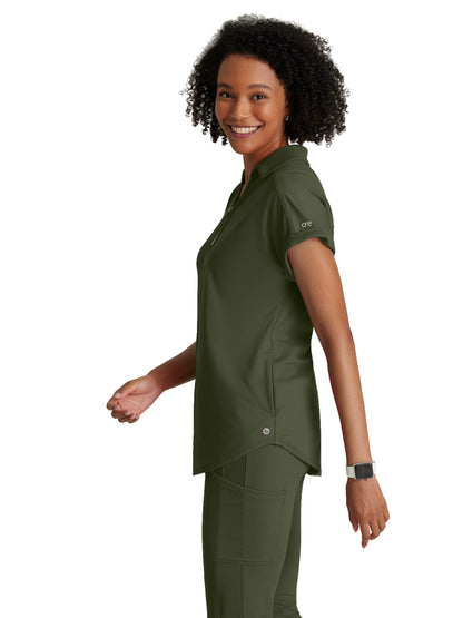 Women's 2 Pocket Zip Neck Dolman Scrub Top - BOT210 - Olive