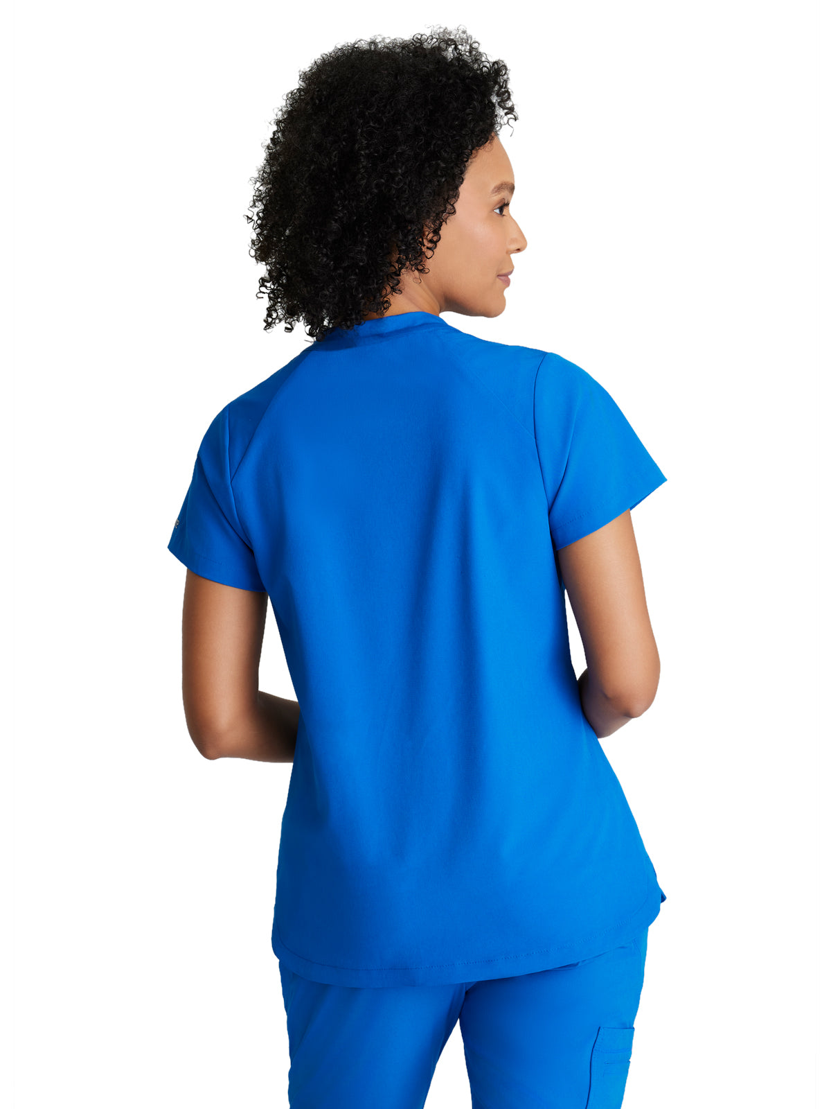 Women's 2 Pocket Banded Zip Collar Flux Scrub Top - BOT216 - New Royal