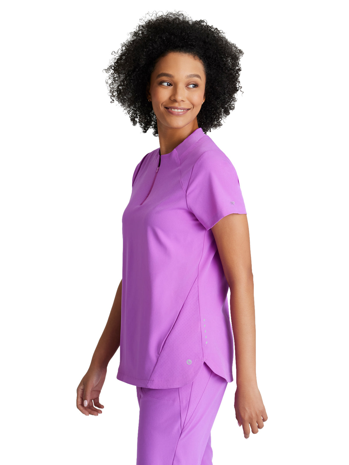 Women's 2 Pocket Banded Zip Collar Flux Scrub Top - BOT216 - Helio Purple