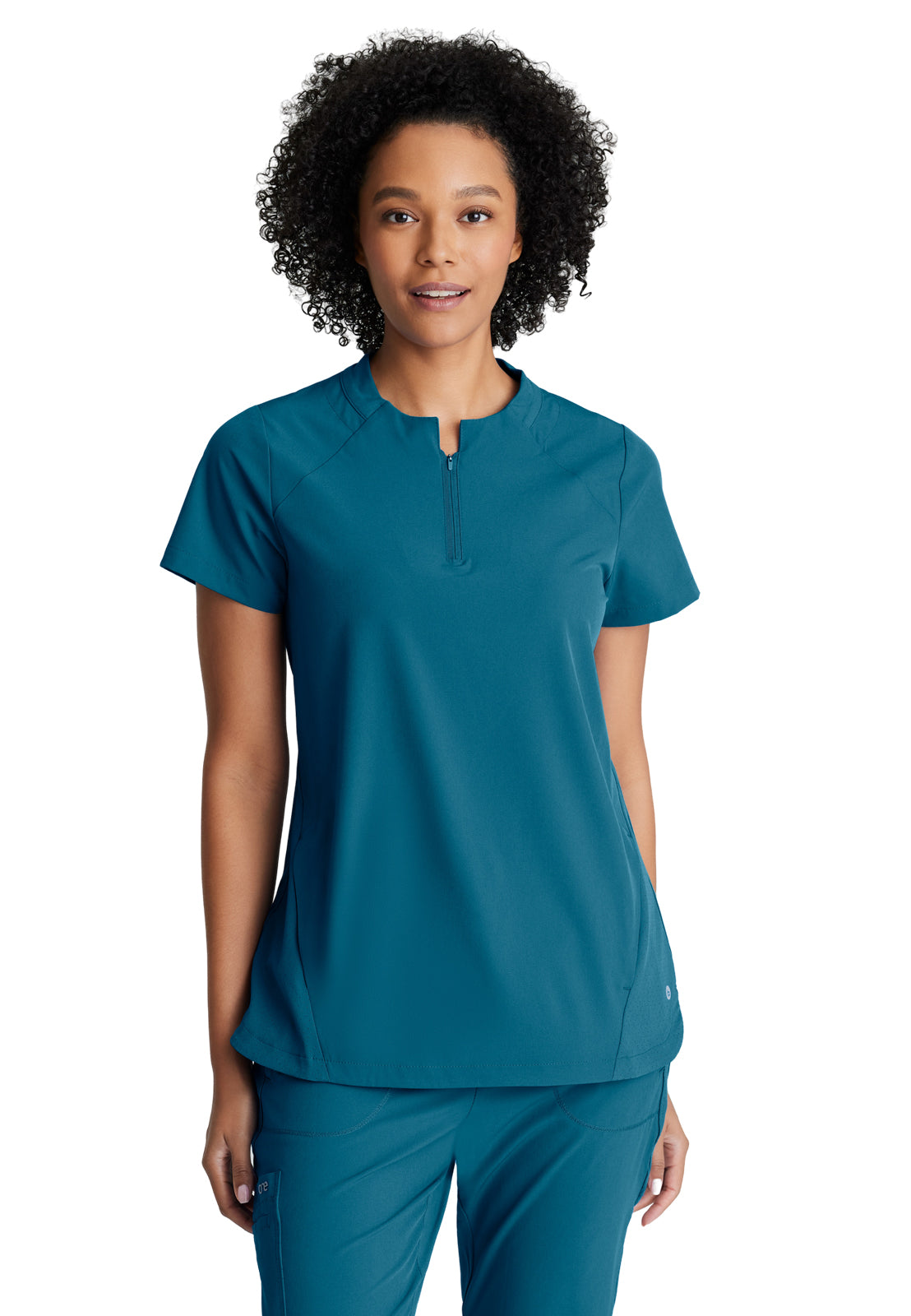 Women's 2 Pocket Banded Zip Collar Flux Scrub Top - BOT216 - Bahama