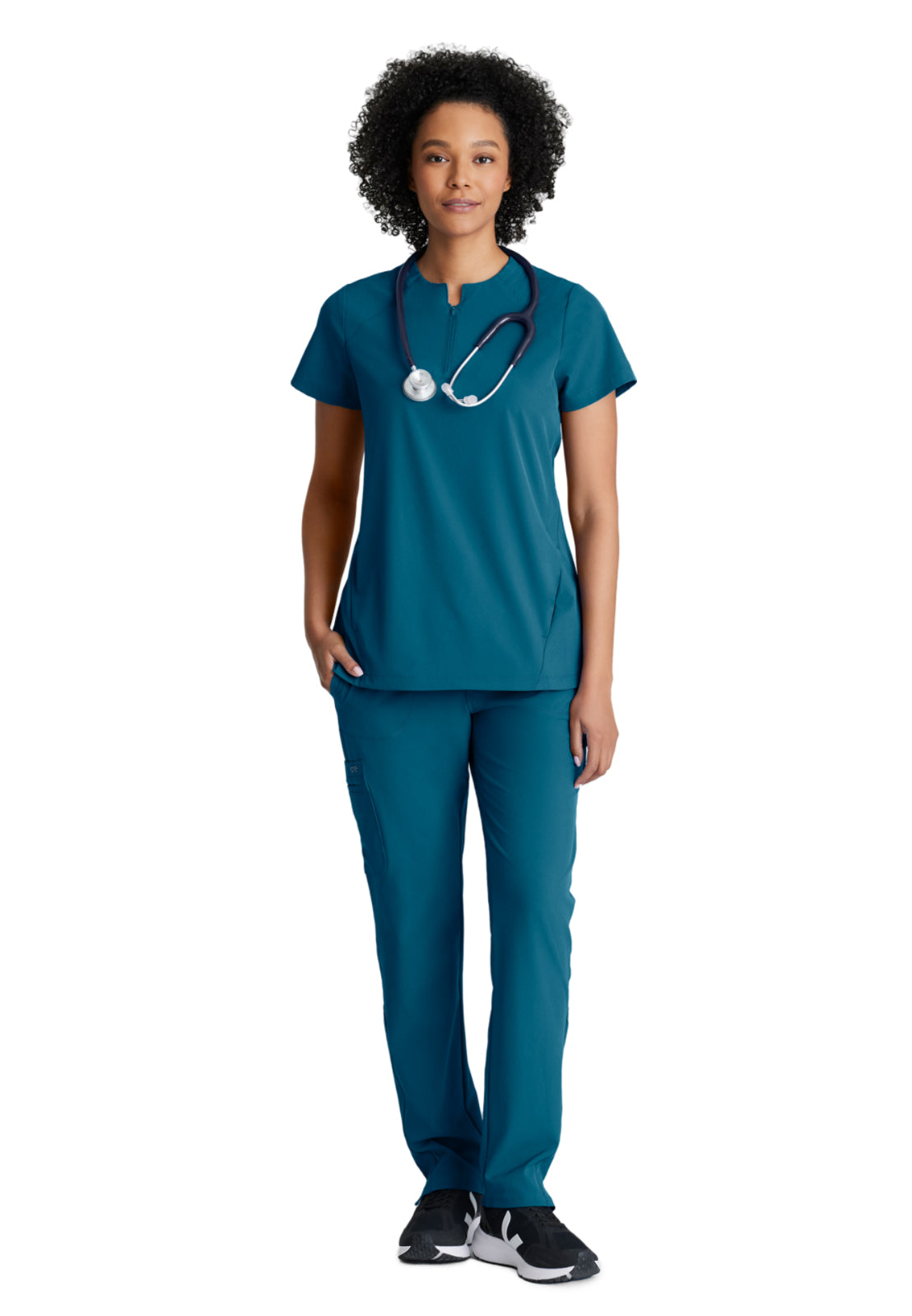 Women's 2 Pocket Banded Zip Collar Flux Scrub Top - BOT216 - Bahama