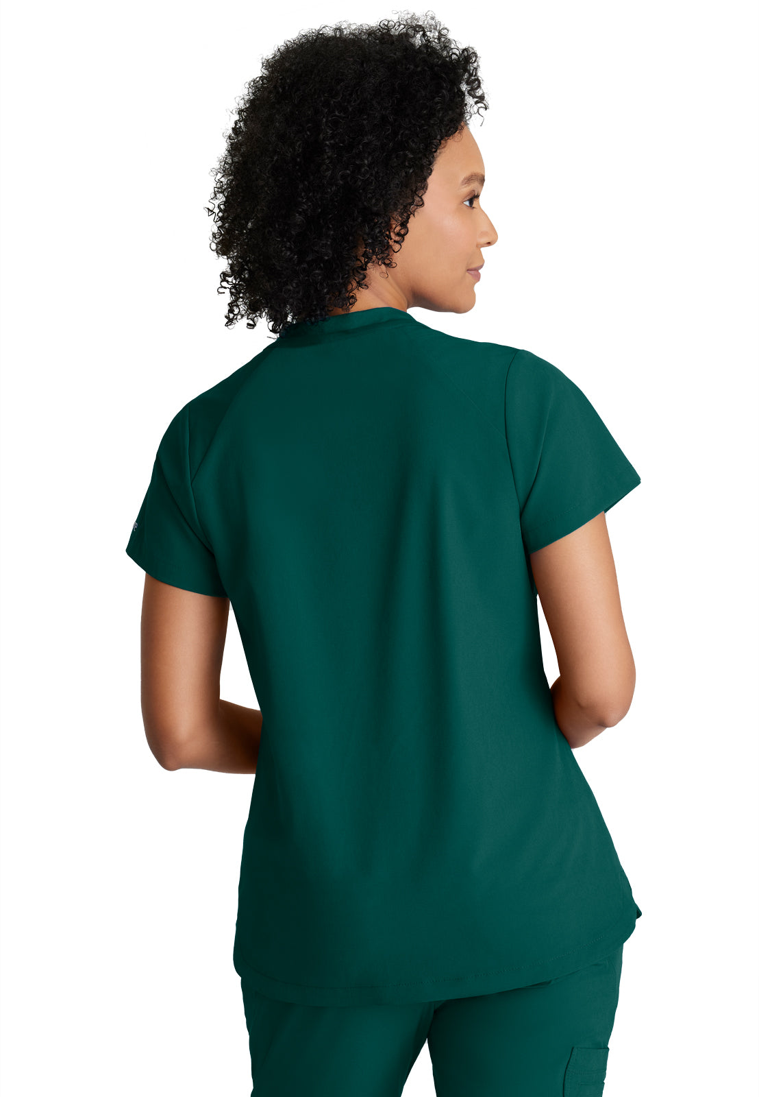 Women's 2 Pocket Banded Zip Collar Flux Scrub Top - BOT216 - Hunter Green