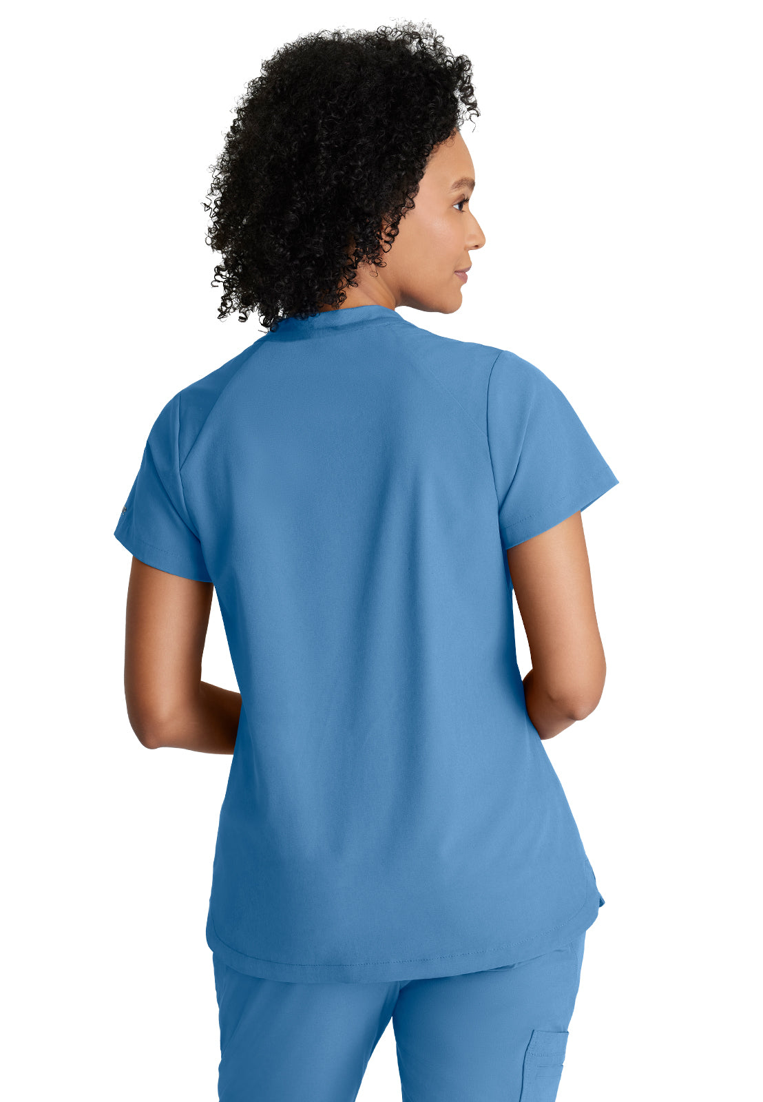 Women's 2 Pocket Banded Zip Collar Flux Scrub Top - BOT216 - Ciel Blue