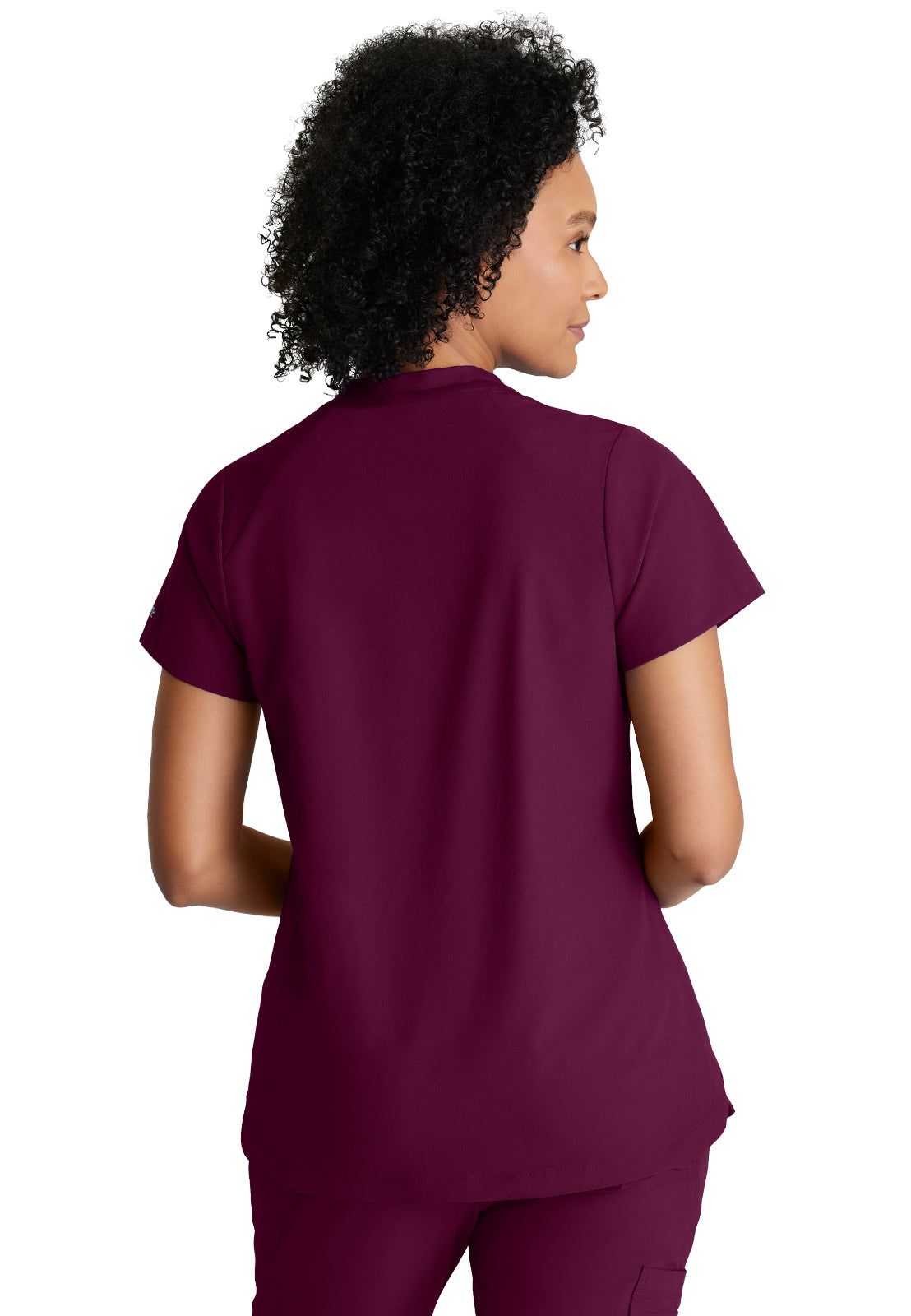 Women's 2 Pocket Banded Zip Collar Flux Scrub Top - BOT216 - Wine