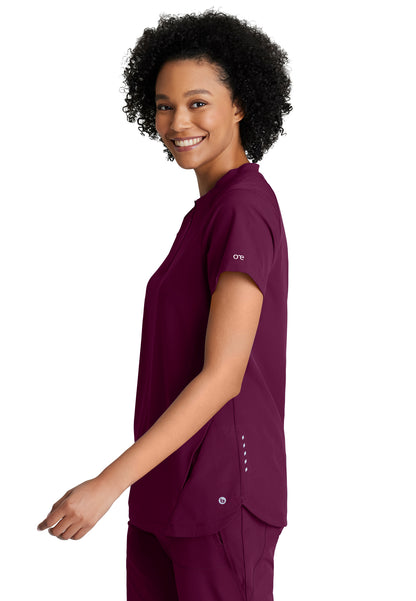 Women's 2 Pocket Banded Zip Collar Flux Scrub Top - BOT216 - Wine