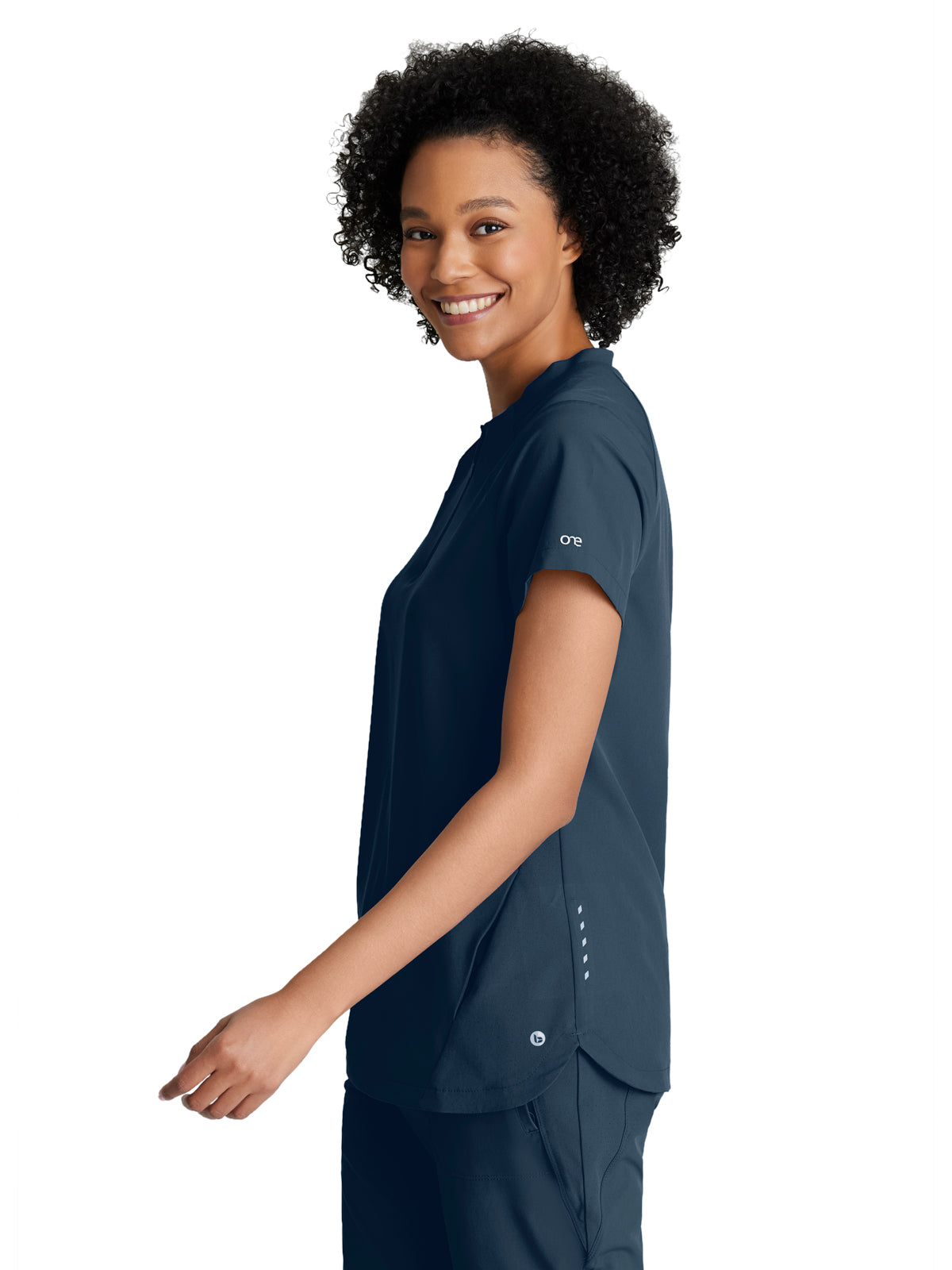 Women's 2 Pocket Banded Zip Collar Flux Scrub Top - BOT216 - Steel