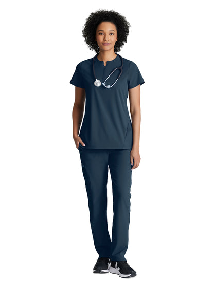 Women's 2 Pocket Banded Zip Collar Flux Scrub Top - BOT216 - Steel