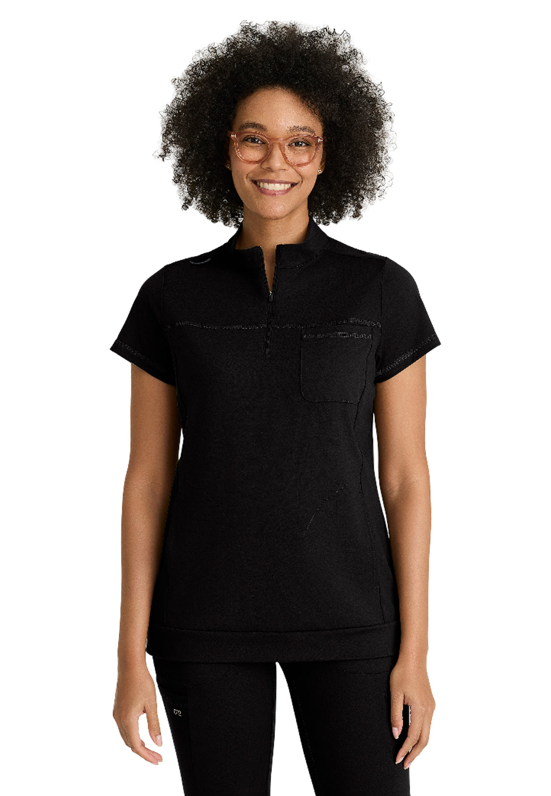 Women's Three Pocket Vigor Classic Fit Scrub Top - BOT270 - Black