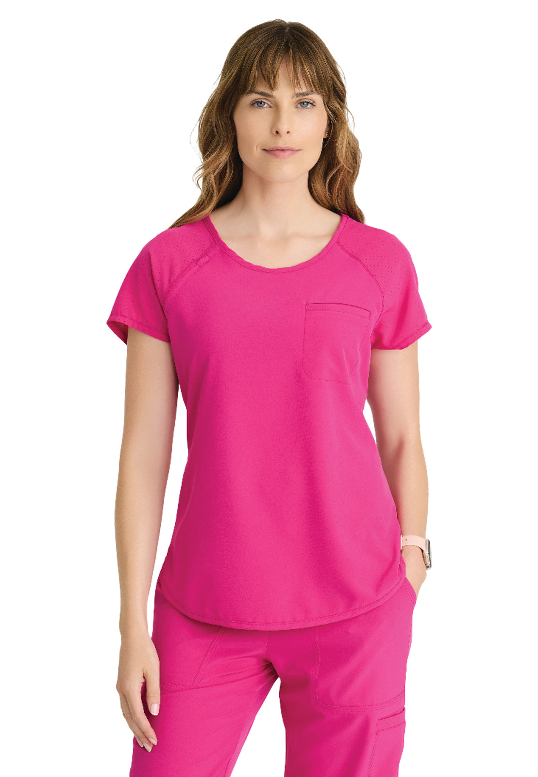 Women's One Pocket Swing Relaxed Fit Scrub Top - BOT273 - Prestige Pink
