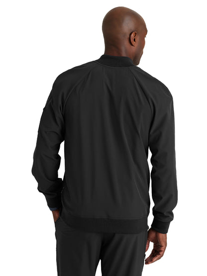 Men's 2-Way Front Zipper Scrub Jacket - BOW883 - Black