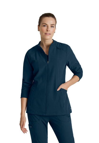 Women's Four-Pocket Zip-Up Venture Warm-Up Scrub Jacket - BOW894 - Steel