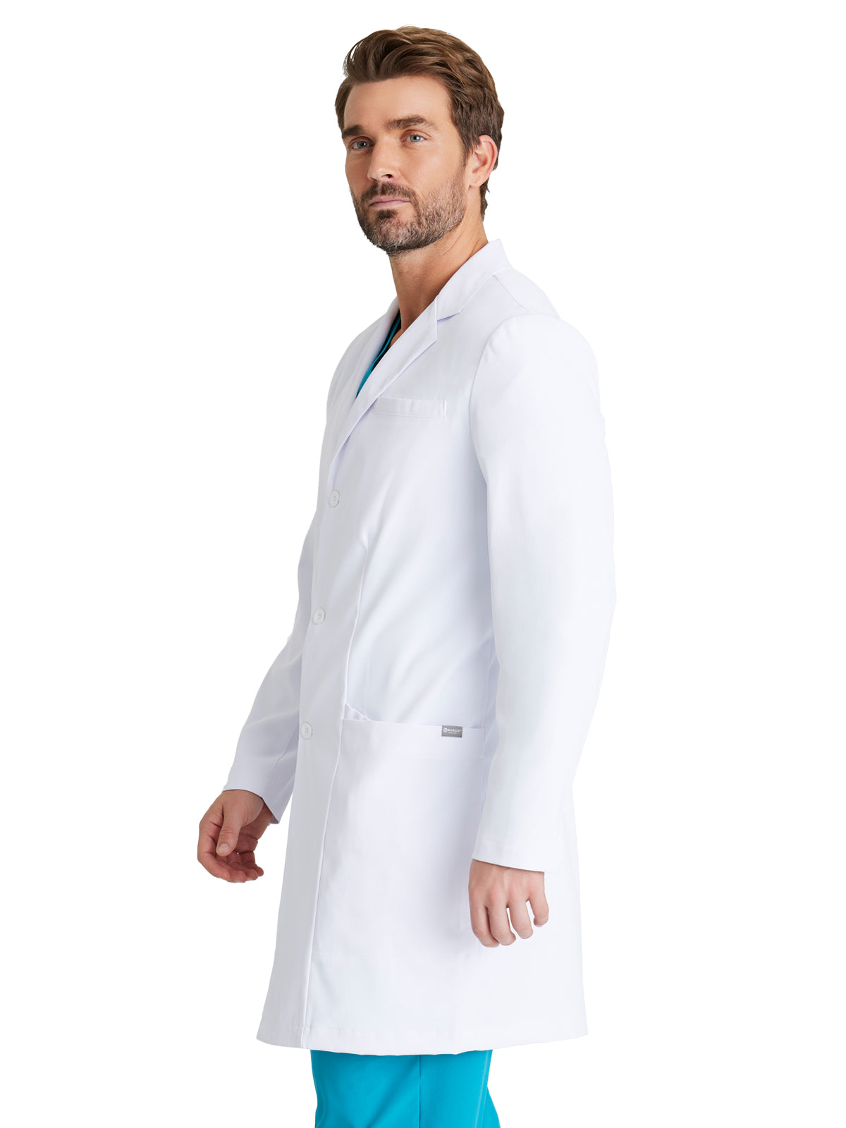 Men's 38" 3 Button Verse Lab Coat - BRC965 - White