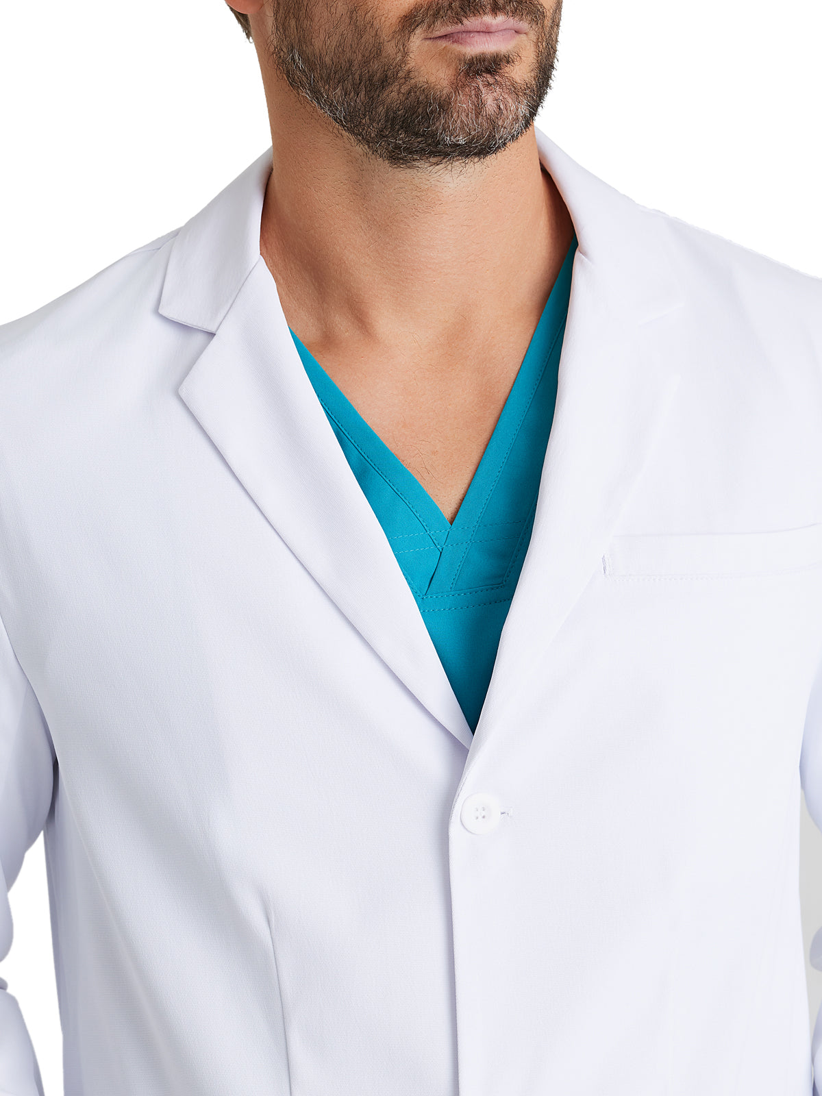 Men's 38" 3 Button Verse Lab Coat - BRC965 - White