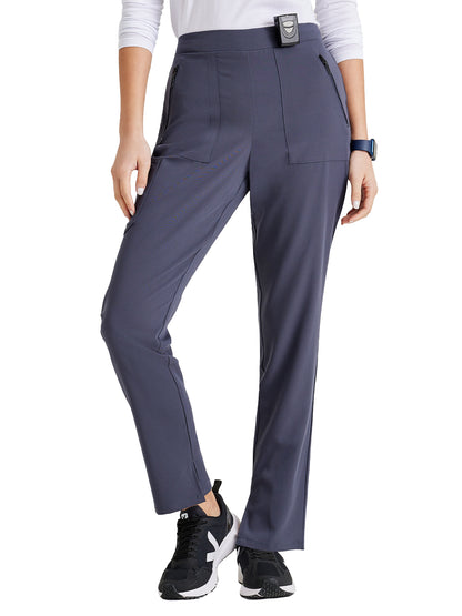 Women's Flat Front Waistband Pant - BUP601 - Steel