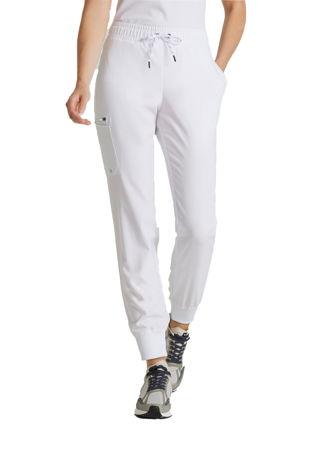 Women's Five-Pocket Rib Knit Cuff Union Jogger Scrub Pant - BUP647 - White