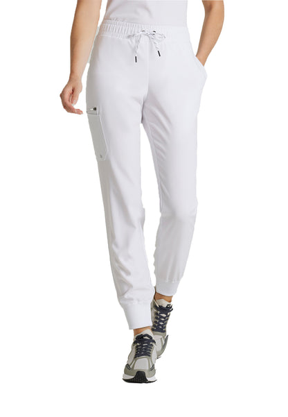 Women's Five-Pocket Rib Knit Cuff Union Jogger Scrub Pant - BUP647 - White