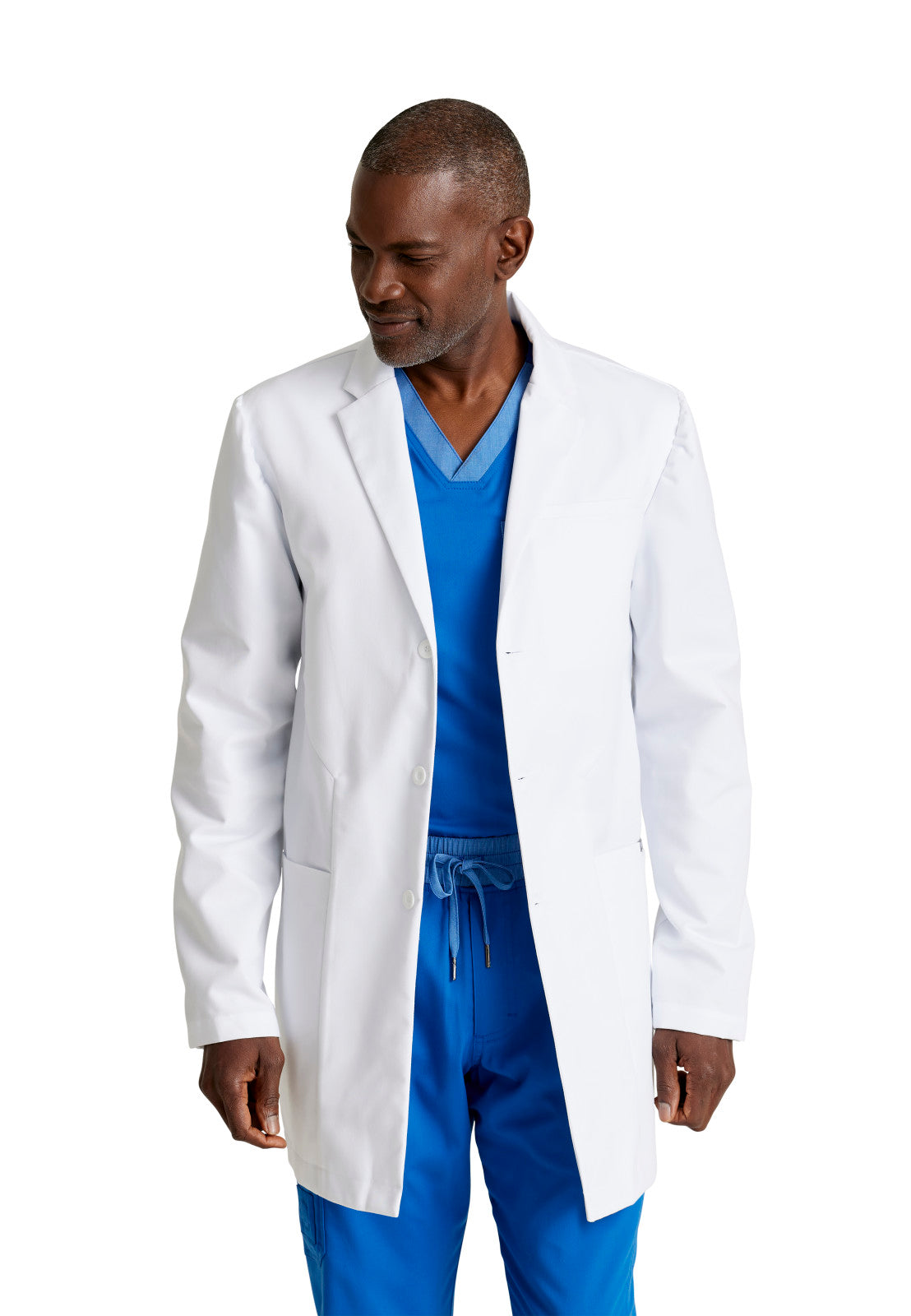 Men's Six-Pocket 35" Mid-Length Derek Lab Coat - GRC962 - White