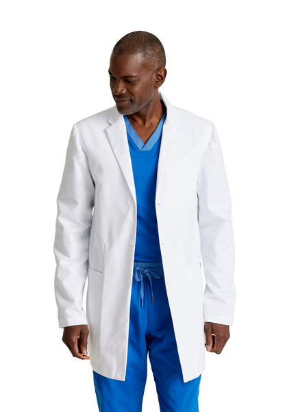 Men's Six-Pocket 35" Mid-Length Derek Lab Coat - GRC962 - White