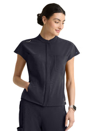 Women's Six-Pocket Aria Full Zip Top - GRGT320 - Steel