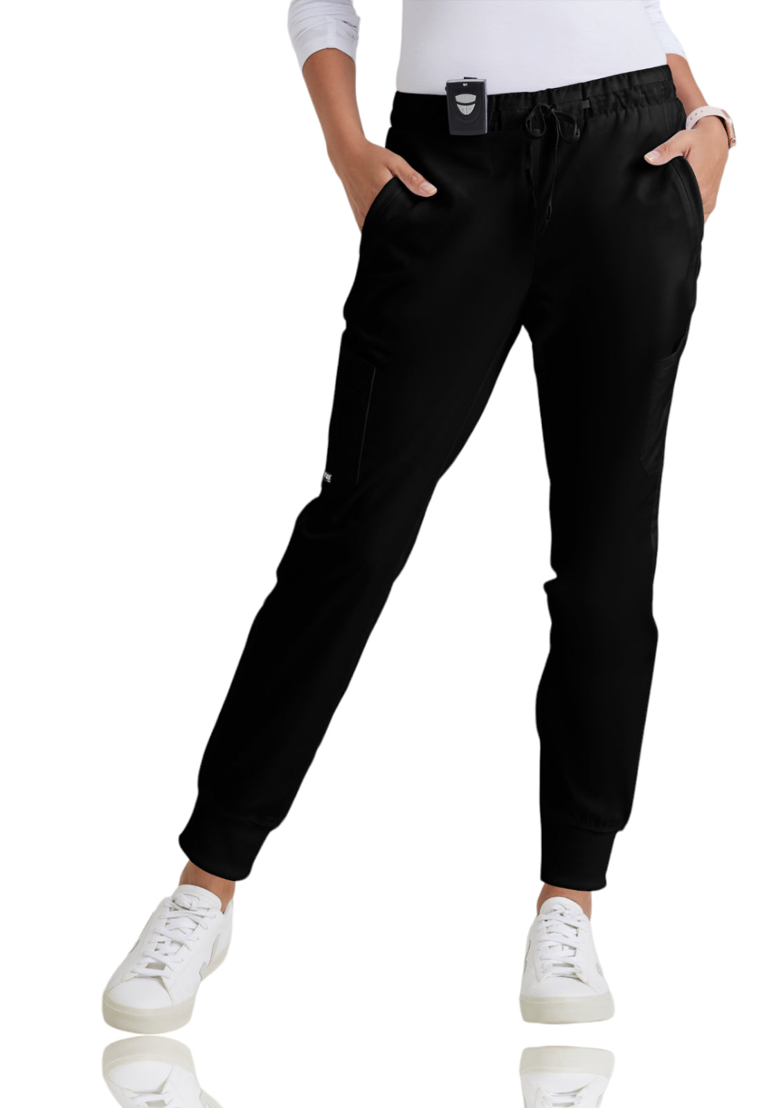 Women's Five-Pocket Mid-Rise Kira Jogger Scrub Pant - GRP534 - Black