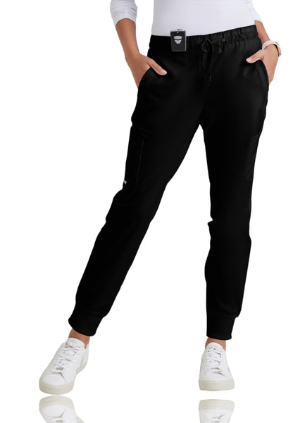 Women's Five-Pocket Mid-Rise Kira Jogger Scrub Pant - GRP534 - Black