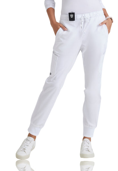 Women's Five-Pocket Mid-Rise Kira Jogger Scrub Pant - GRP534 - White