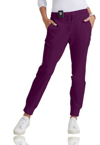 Women's Five-Pocket Mid-Rise Kira Jogger Scrub Pant - GRP534 - Wine