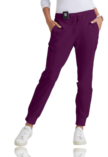 Women's Five-Pocket Mid-Rise Kira Jogger Scrub Pant - GRP534 - Wine