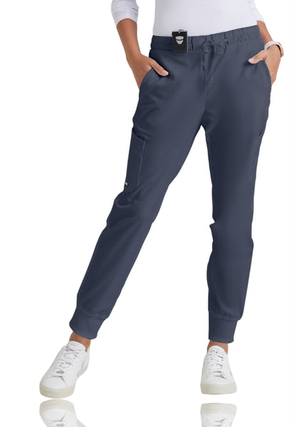 Women's Five-Pocket Mid-Rise Kira Jogger Scrub Pant - GRP534 - Steel