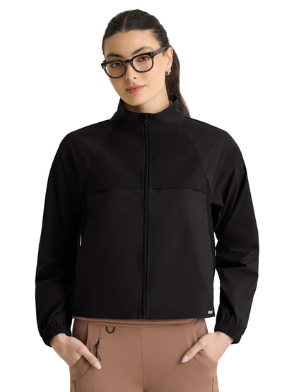 Women's Two-Pocket Crystal A-Line Jacket - GRSJ940 - Black