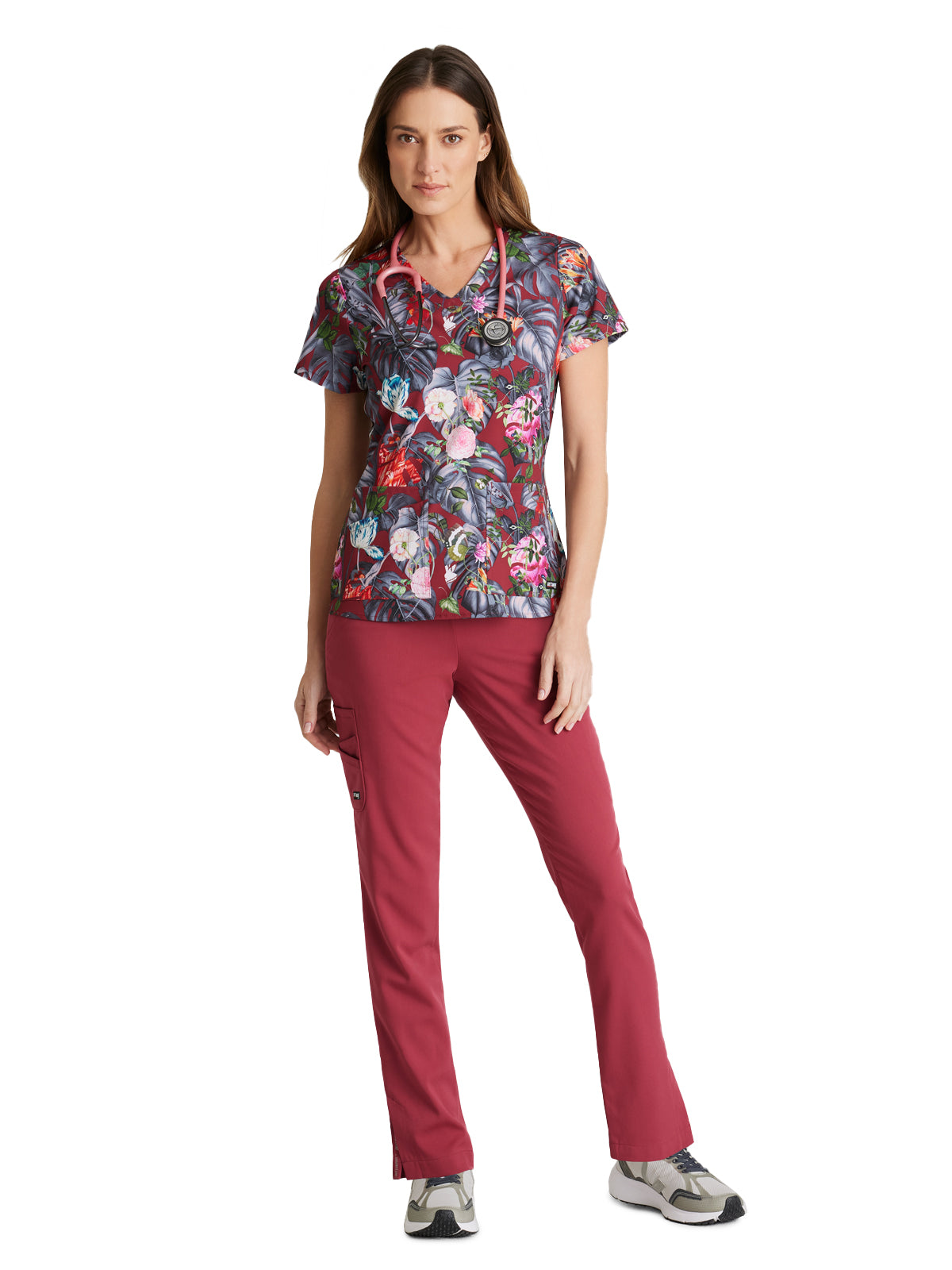 Women's 7-Pocket Serena Scrub Pant - GRSP526 - Maple Red