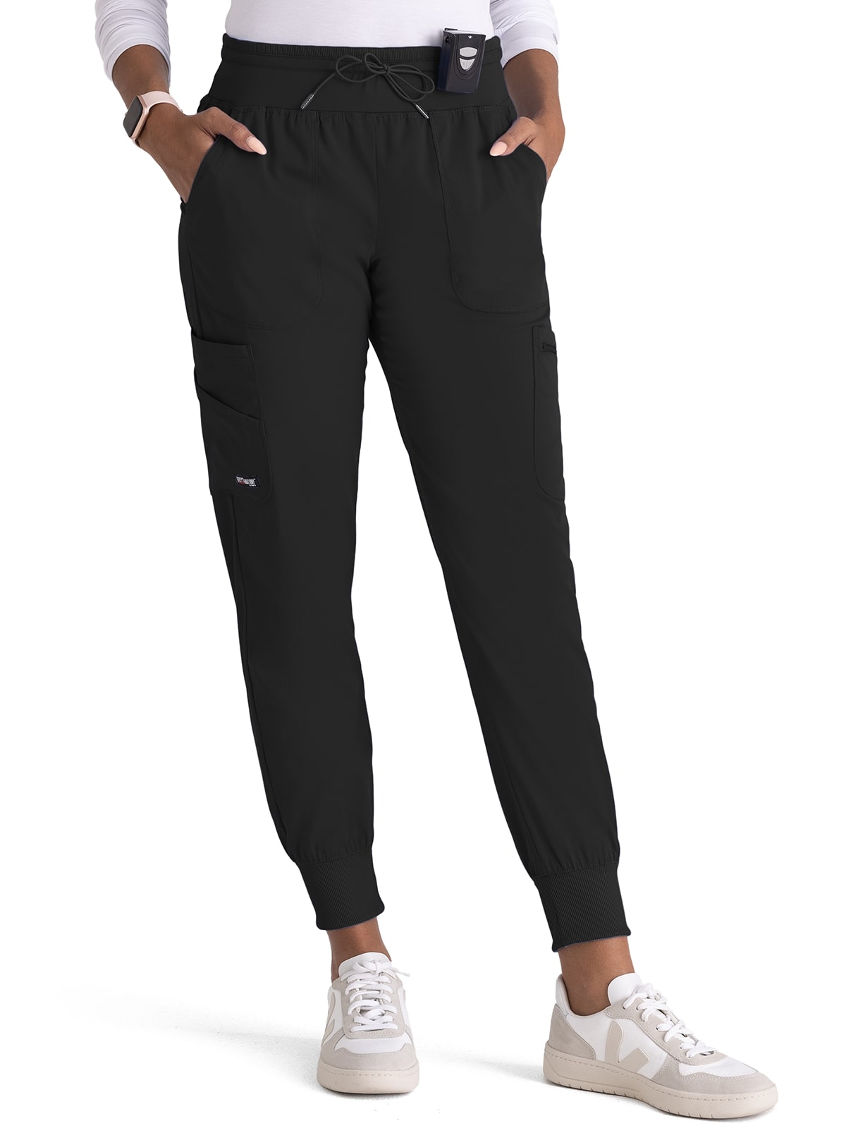 Women's Seven-Pocket Carly Jogger Scrub Pant - GRSP527 - Black