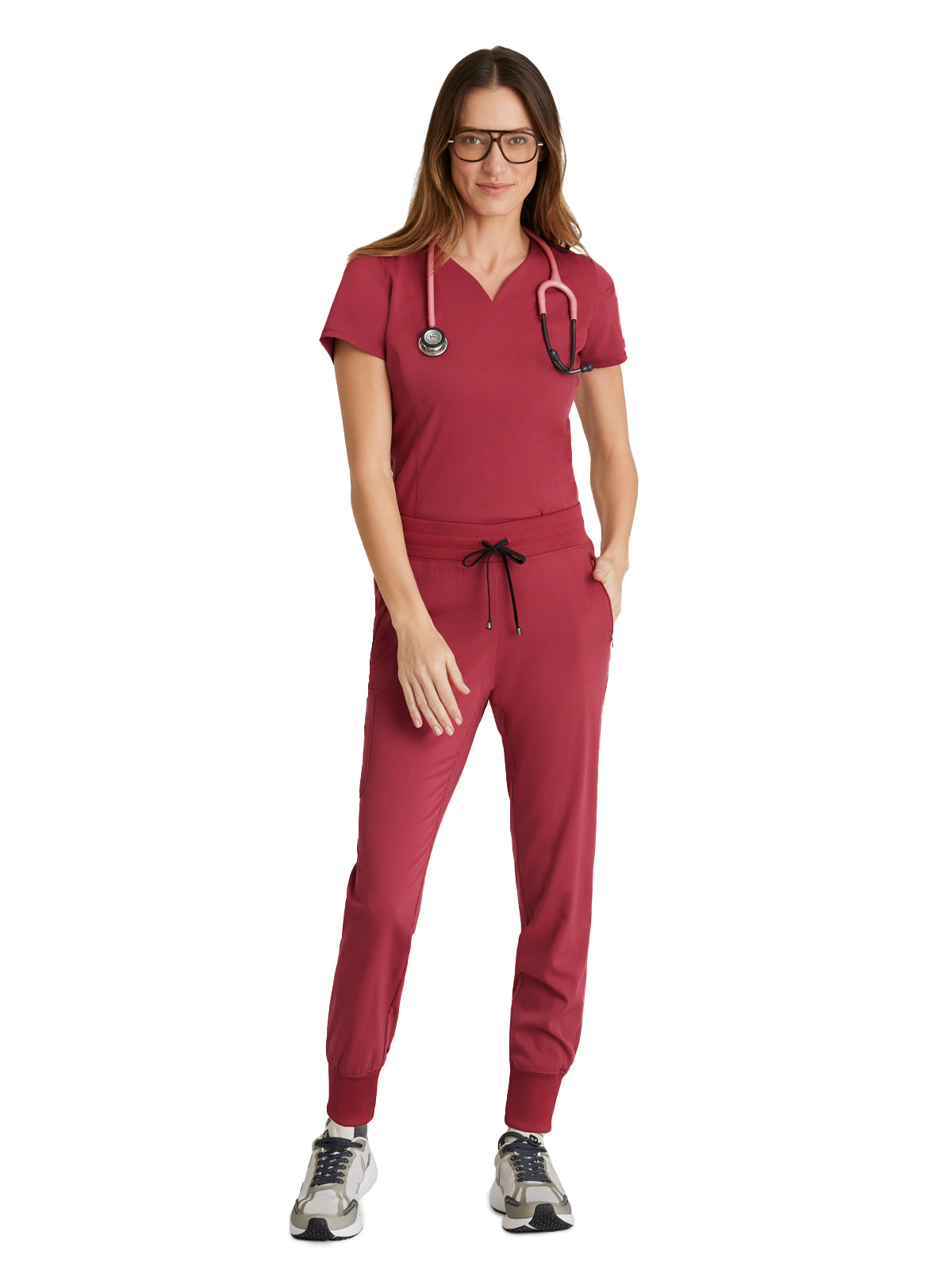 Women's Eden Jogger Scrub Pant - GRSP537 - Maple Red