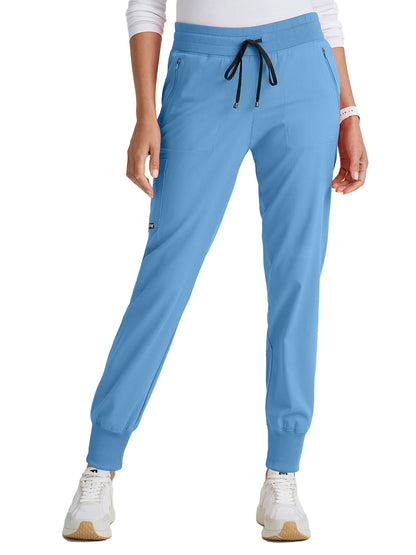 Women's Five-Pocket Eden Jogger Scrub Pant - GRSP537 - Ciel Blue