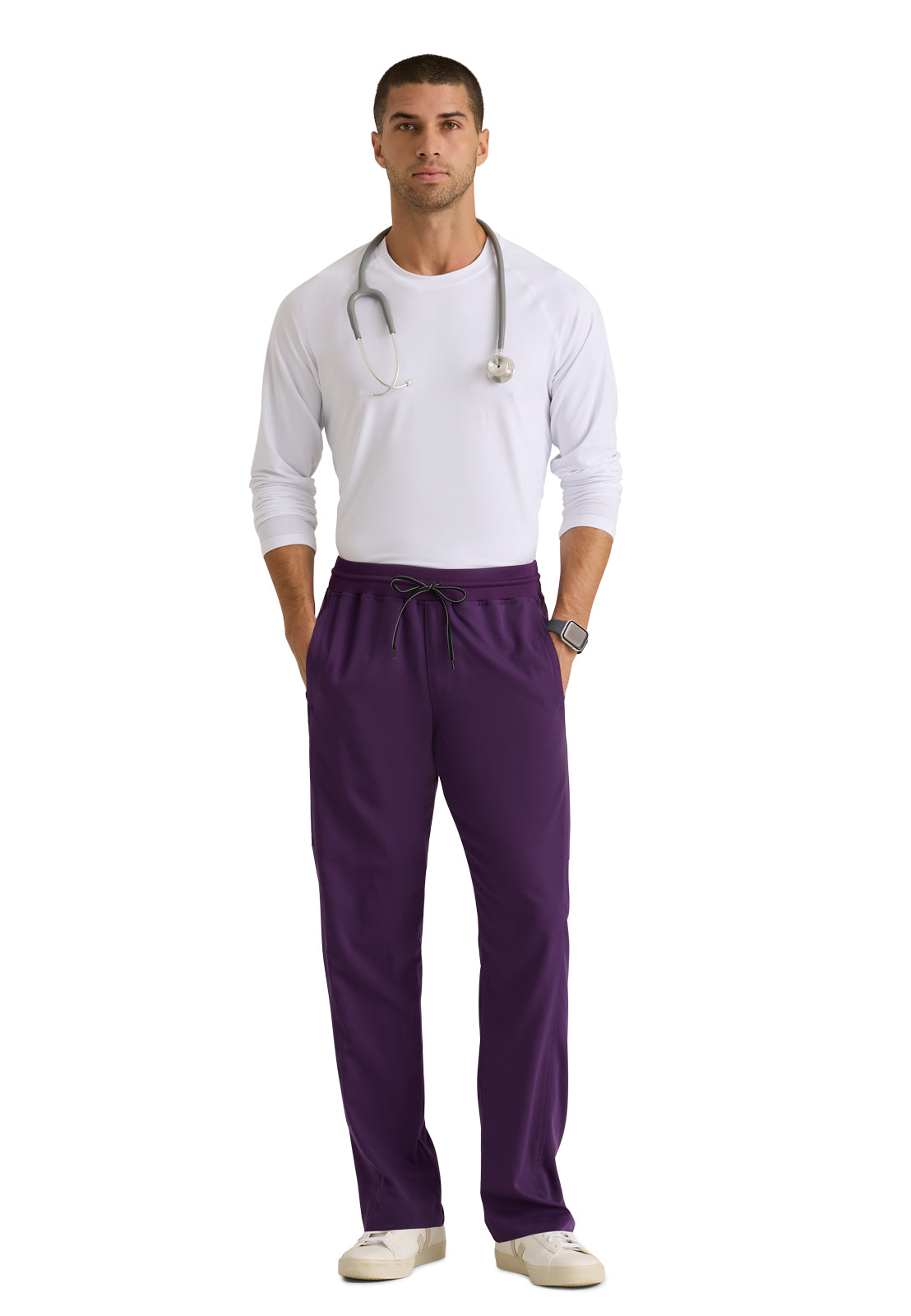 Men's 6 Pocket Straight Scrub Pant - GRSP617 - Eggplant