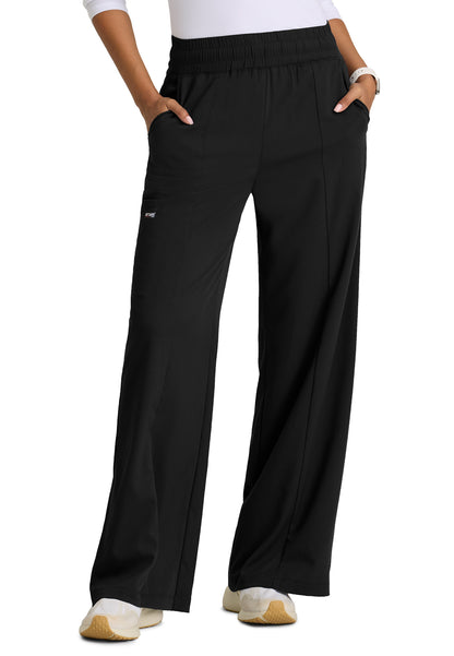 Women's Five Pocket Elastic Waistband Emerson Scrub Pant - GRSP677 - Black