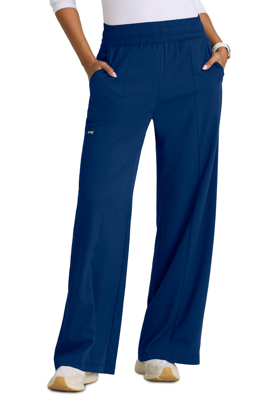 Women's Five Pocket Elastic Waistband Emerson Scrub Pant - GRSP677 - Indigo (Navy)