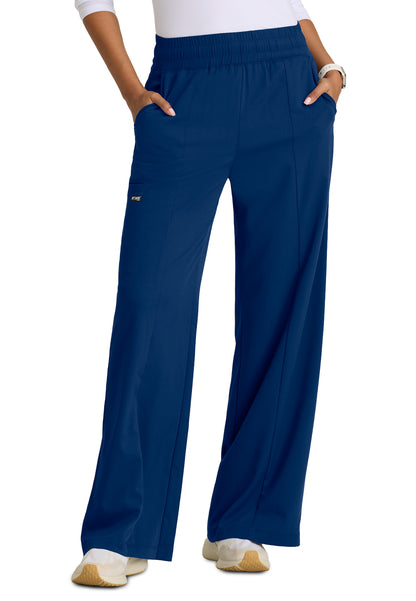 Women's Five Pocket Elastic Waistband Emerson Scrub Pant - GRSP677 - Indigo (Navy)