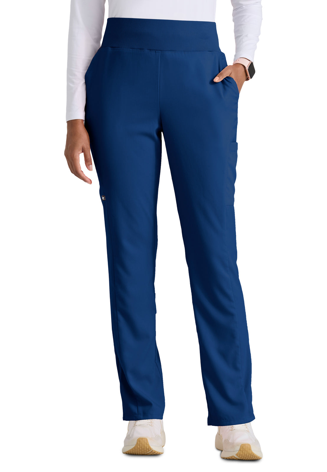 Women's  Six Pocket Rib Knit Waistband Renee Scrub Pant - GRSP692 - Indigo (Navy)