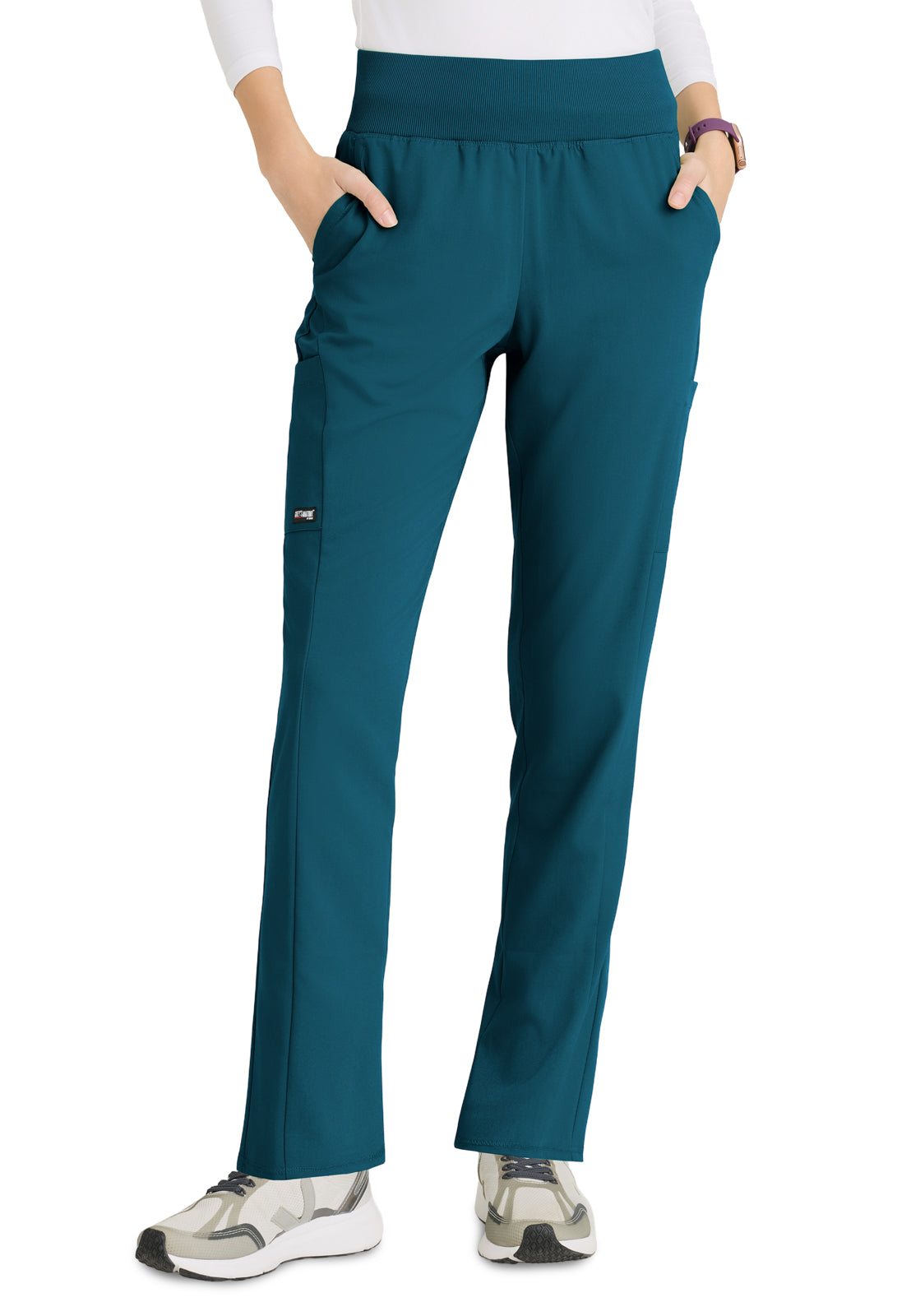 Women's  Six Pocket Rib Knit Waistband Renee Scrub Pant - GRSP692 - Bahama