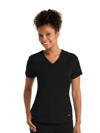 Women's Four-Pocket V-Neck Emma Scrub Top - GRST011 - Black