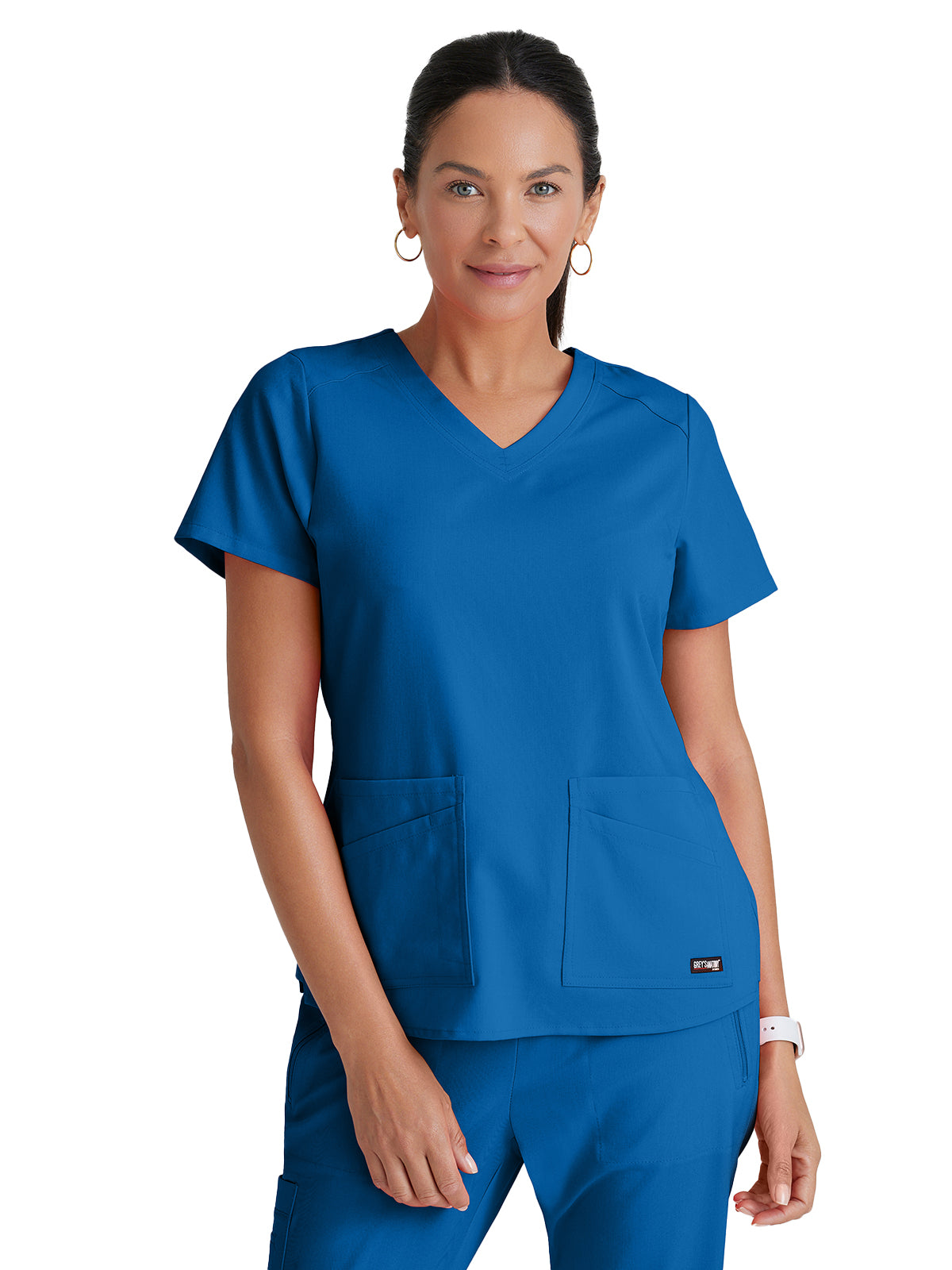 Women's Four-Pocket V-Neck Emma Scrub Top - GRST011 - New Royal