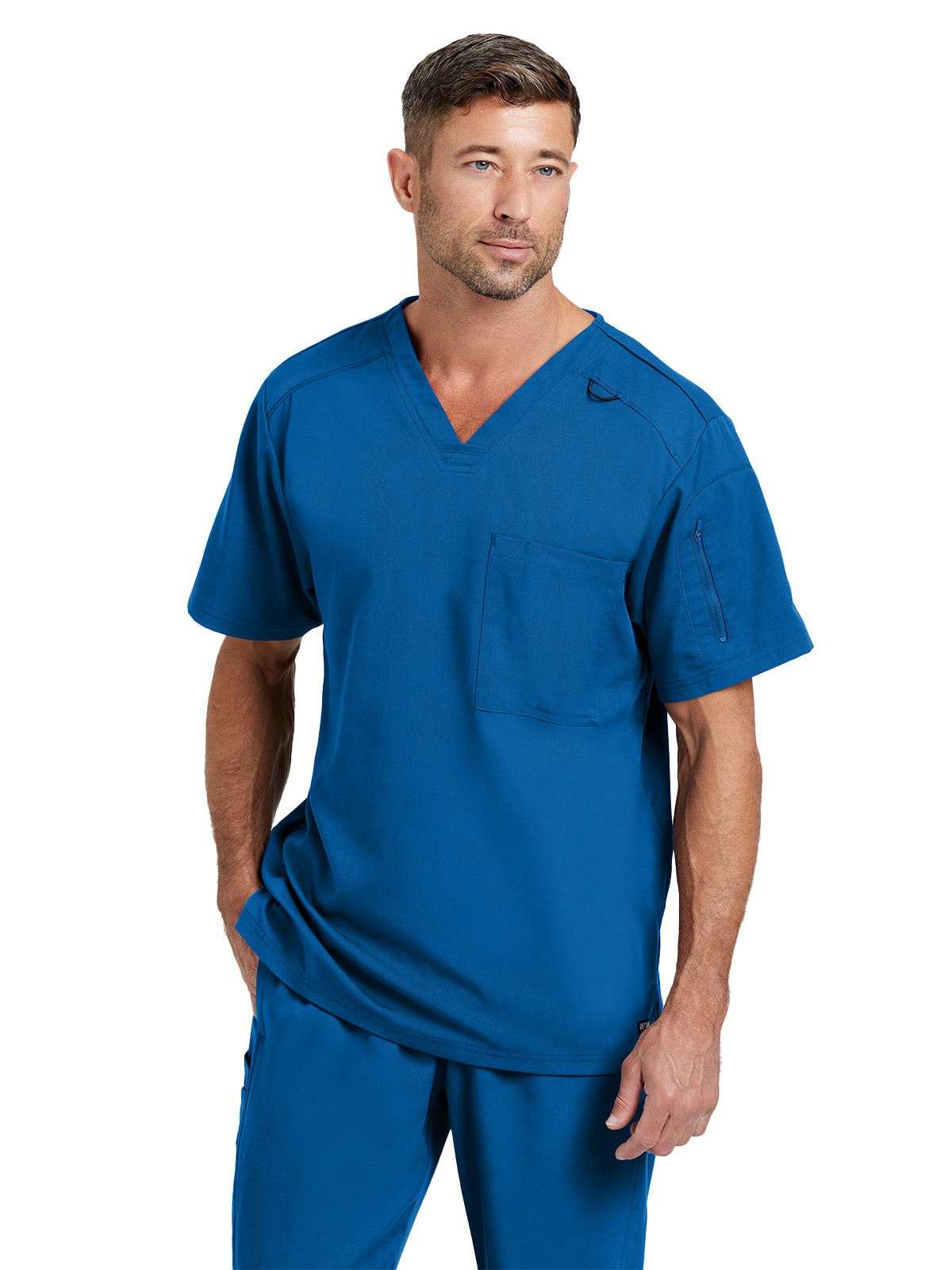 Men's Two-Pocket V-Neck Murphy Scrub Top - GRST079 - New Royal