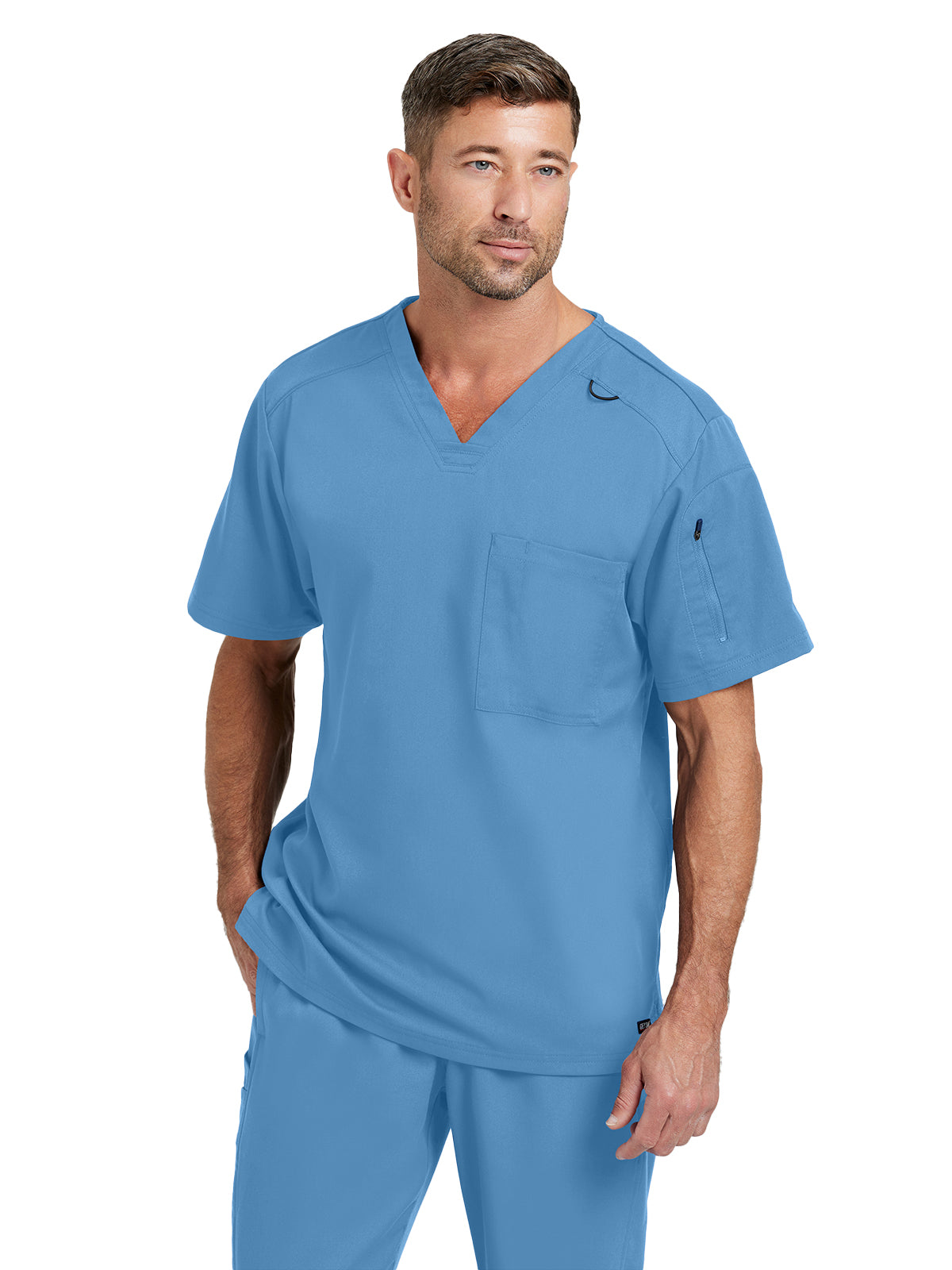Men's Two-Pocket V-Neck Murphy Scrub Top - GRST079 - Ciel Blue