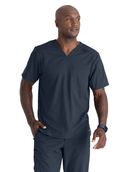 Men's Two-Pocket V-Neck Murphy Scrub Top - GRST079 - Steel
