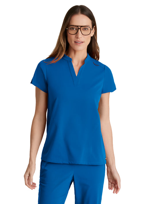 Women's 2 Pocket Banded Collar Avery Scrub Top - GRST230 - New Royal