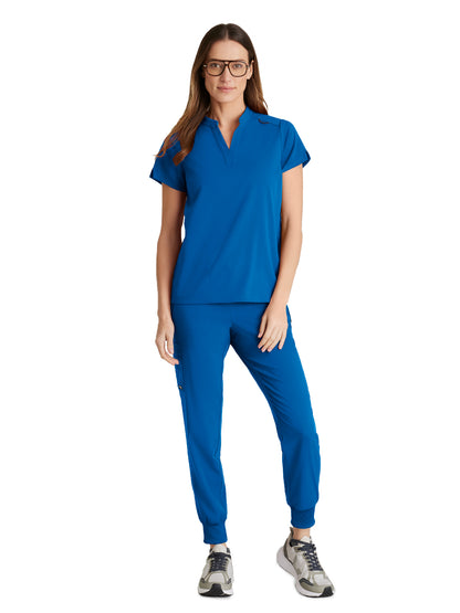 Women's 2 Pocket Banded Collar Avery Scrub Top - GRST230 - New Royal