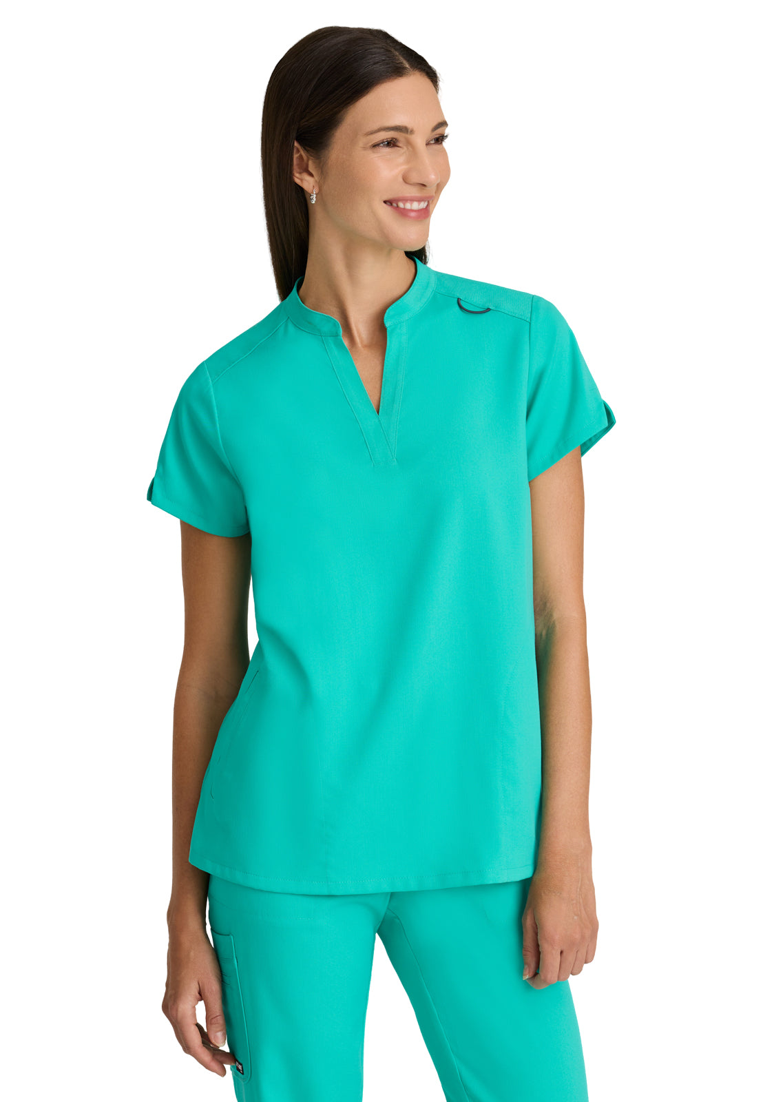 Women's 2 Pocket Banded Collar Avery Top - GRST230 - Alpine Aqua