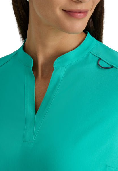 Women's 2 Pocket Banded Collar Avery Top - GRST230 - Alpine Aqua